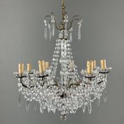 Crystal and bronze chandelier, 20th century