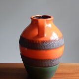 German ceramic orange vase from the 60s