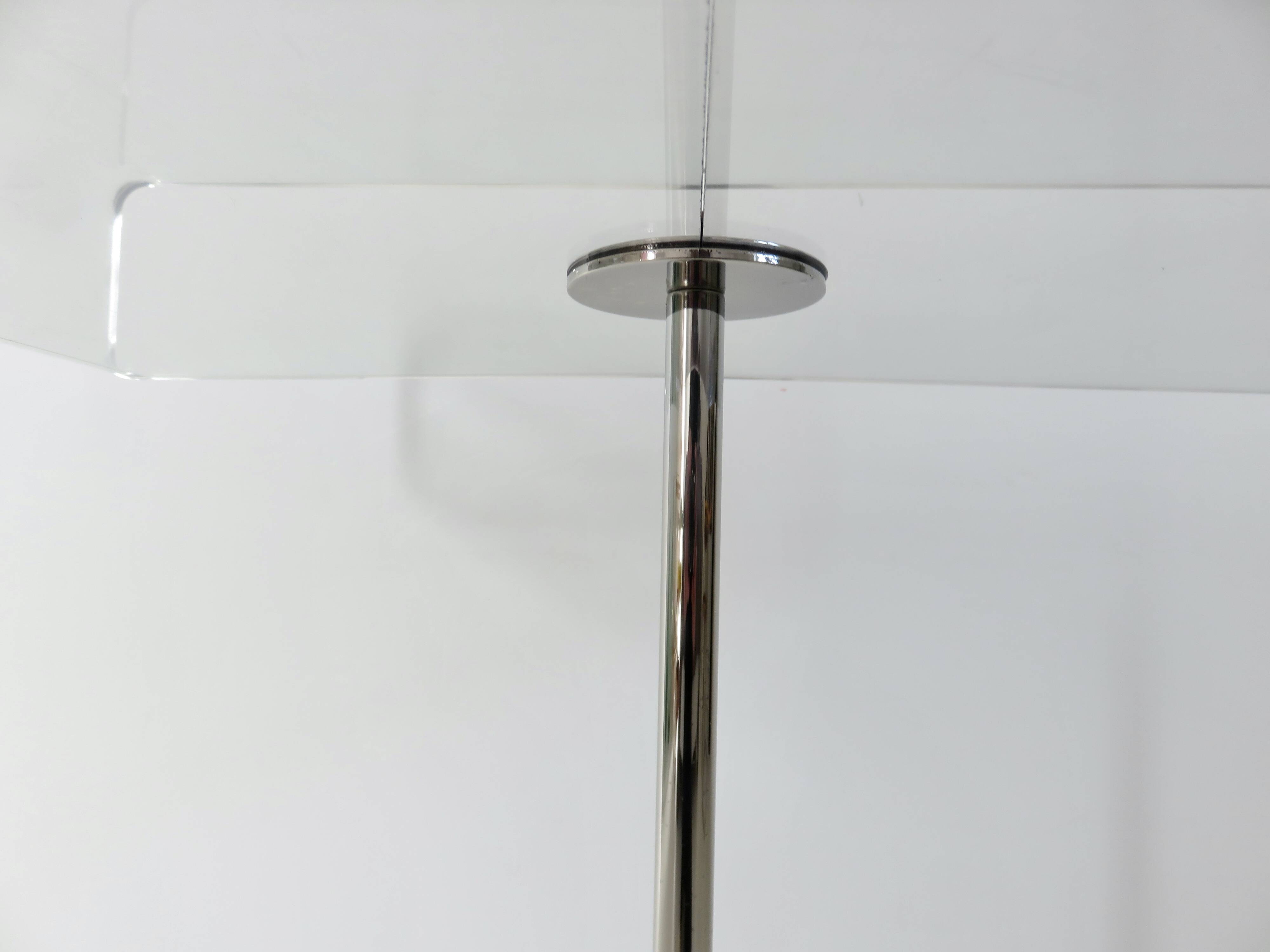 Table, side table, Roche Bobois in plexiglass and chrome metal from the 1980s.