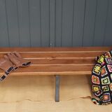 Metal and wood locker room bench