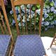 4 vintage Roche Bobois chairs from the 80s in beech with woven seats in blue fabric.