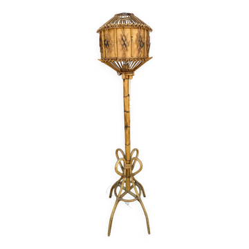 1960s Rattan Living Room Lamp from France