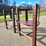 Pair of neo-Basque tripod armchairs