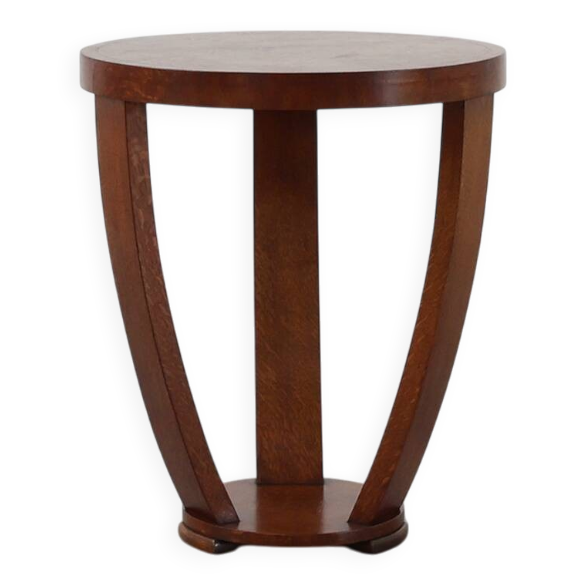 Art Deco side table in wood and chess style veneered top, France ca. 1940