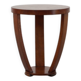 Art Deco side table in wood and chess style veneered top, France ca. 1940