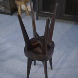 Set of 3 designer beech stools attributed to Louis Gamet, 1950s