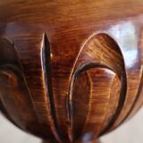 Vintage table lamp in turned wood and fabric lampshade
