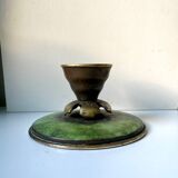 Scandinavian ART DECO candle holder in Bronze with verdigris patina