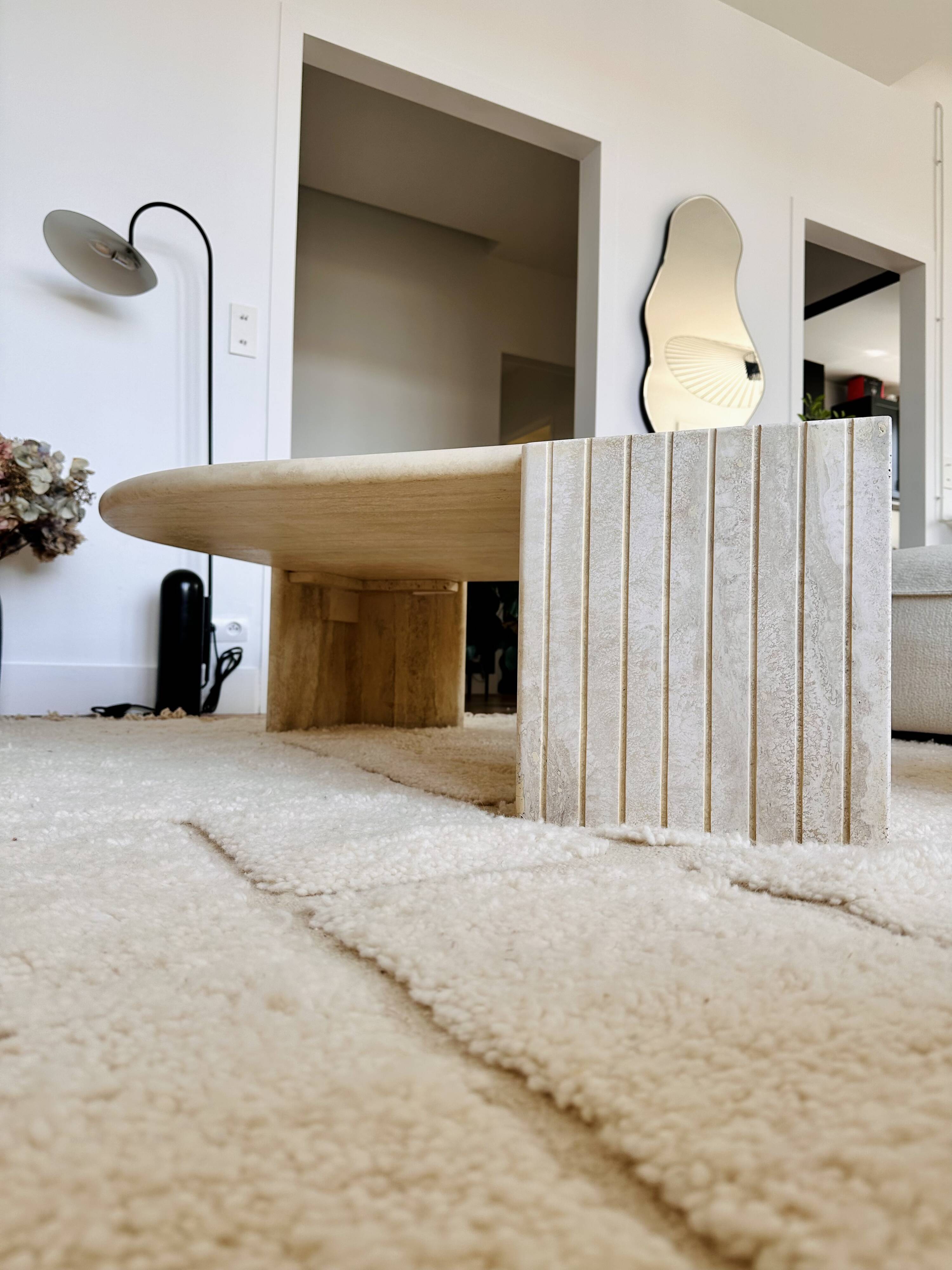 Roche Bobois "Œil" travertine coffee table