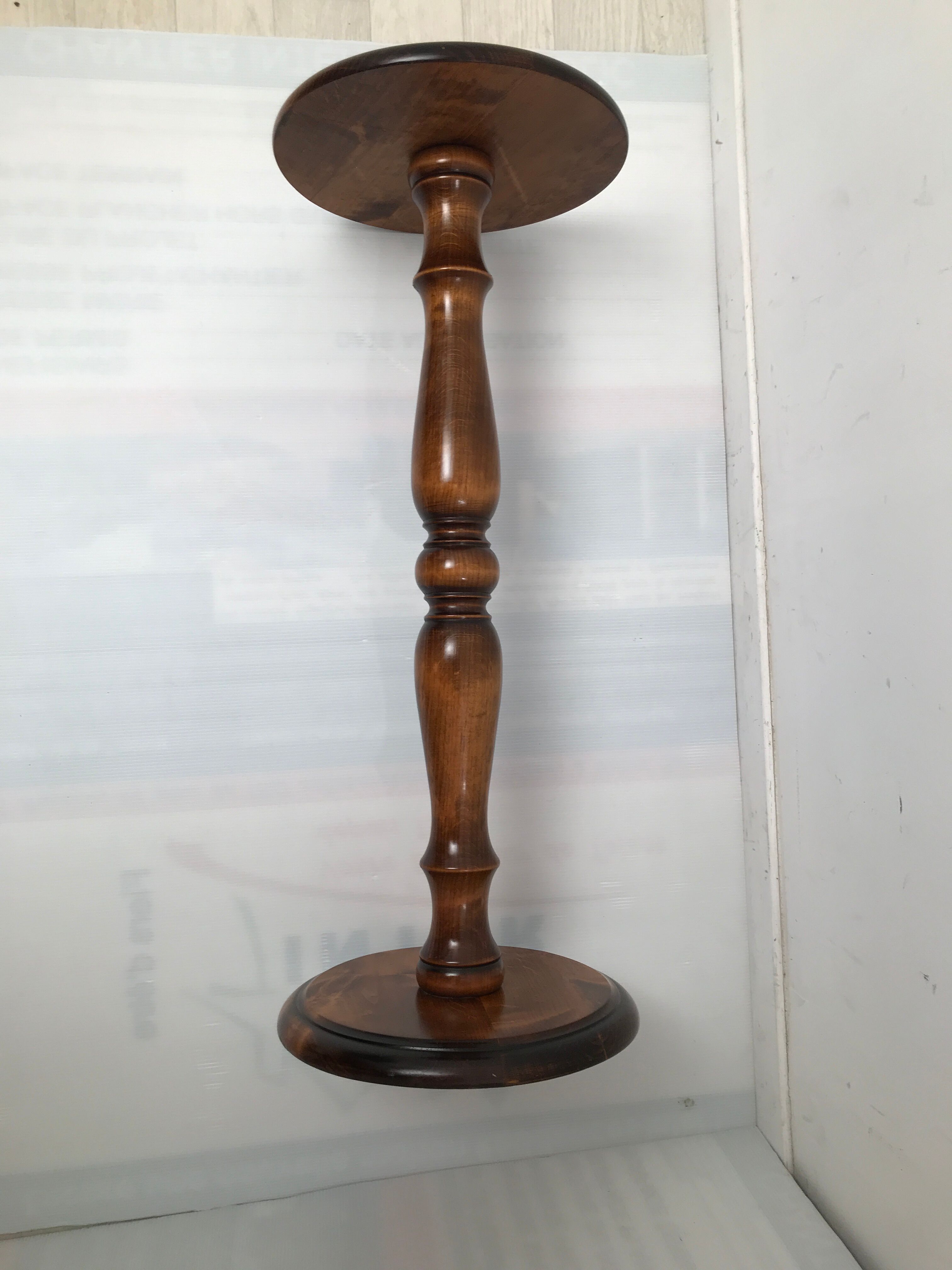 Column, wooden pedestal turned in vintage walnut