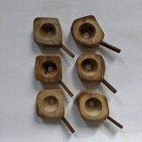 Set of 6 egg cups folk art brutalist countryside decoration