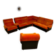 Canapé d angle vintage modulable orange design années 70 pop 