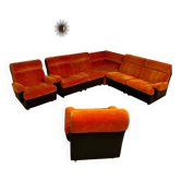 Canapé d angle vintage modulable orange design années 70 pop 