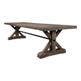 Old solid oak farmhouse table with star legs - length