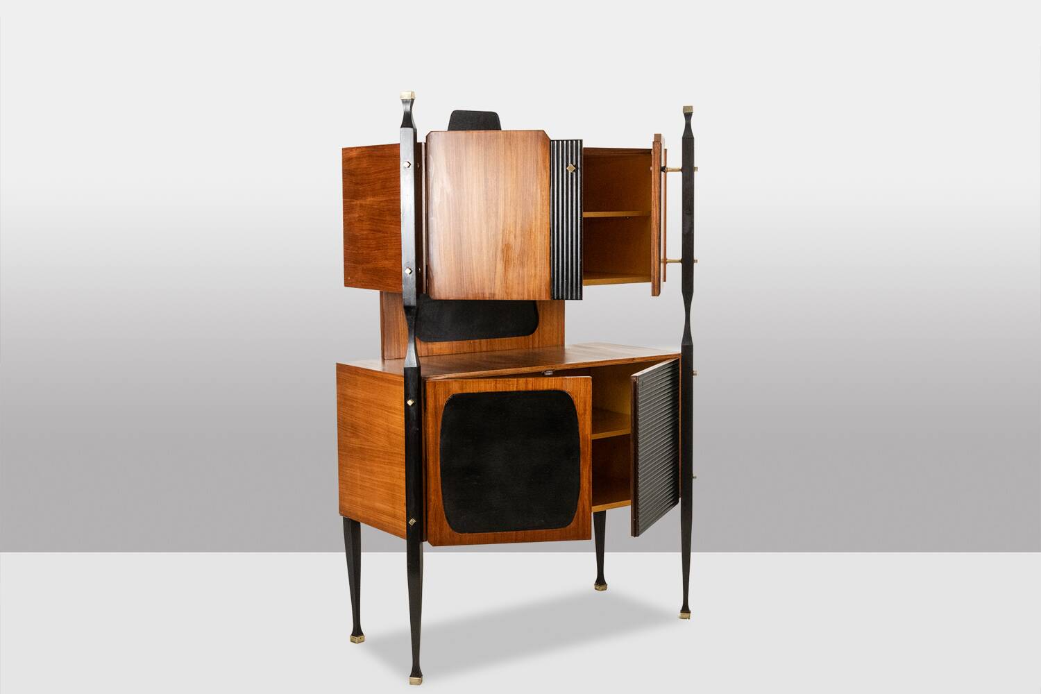 Pair of Italian cabinets in teak veneer. 1960s.