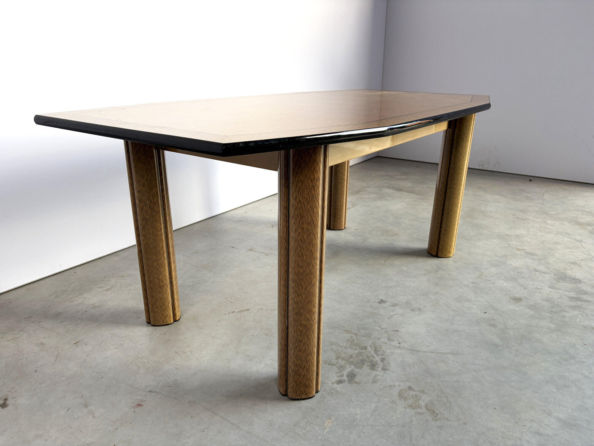Vintage burl wood dining table, 1980s
