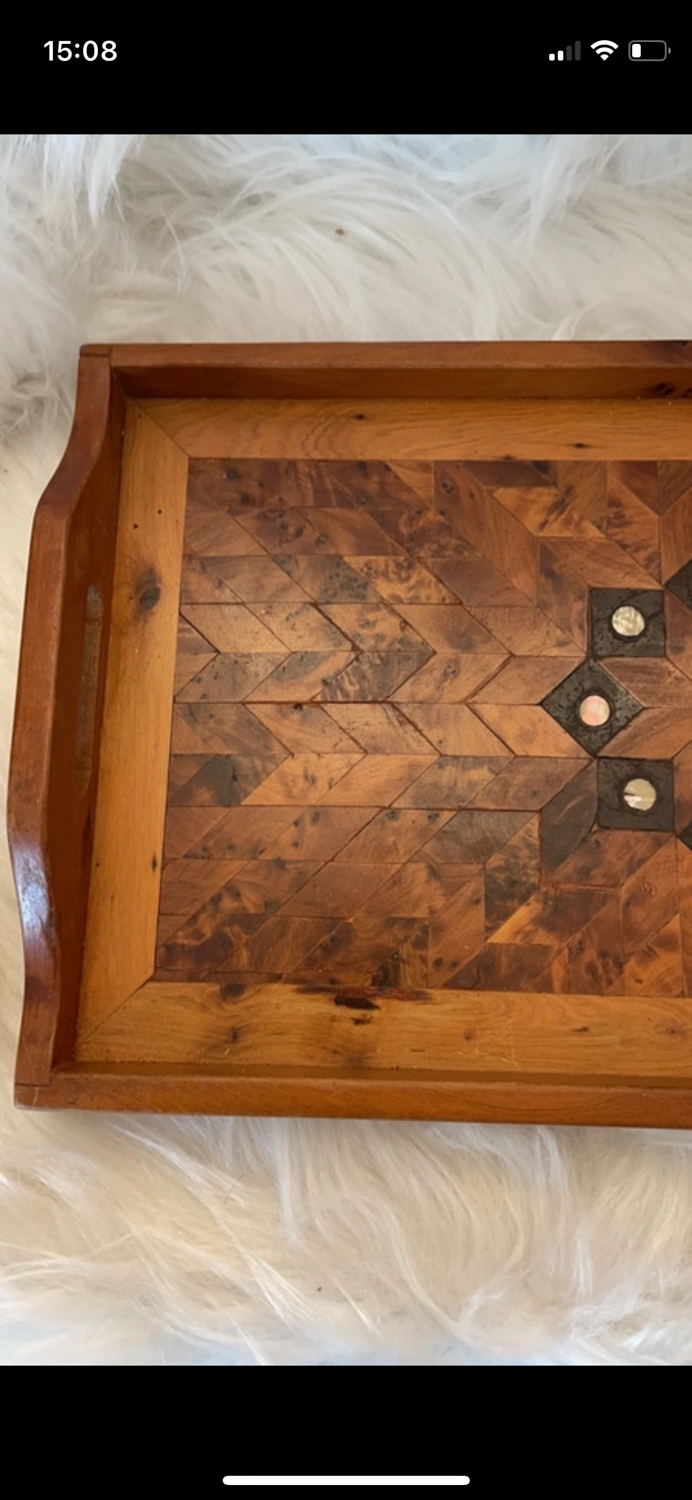 Marquetry and mother-of-pearl tray