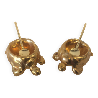 Salt and pepper - limoges porcelain "turtles" gilded - art deco
