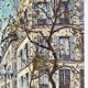 Ancient painting, Furstenberg Square, Paris, signed Saulin, 20th century