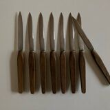 Set of 8 Scandinavian table knives 1960 wooden handle