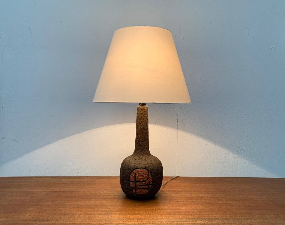 Brutalist Danish studio ceramic table lamp, 1979