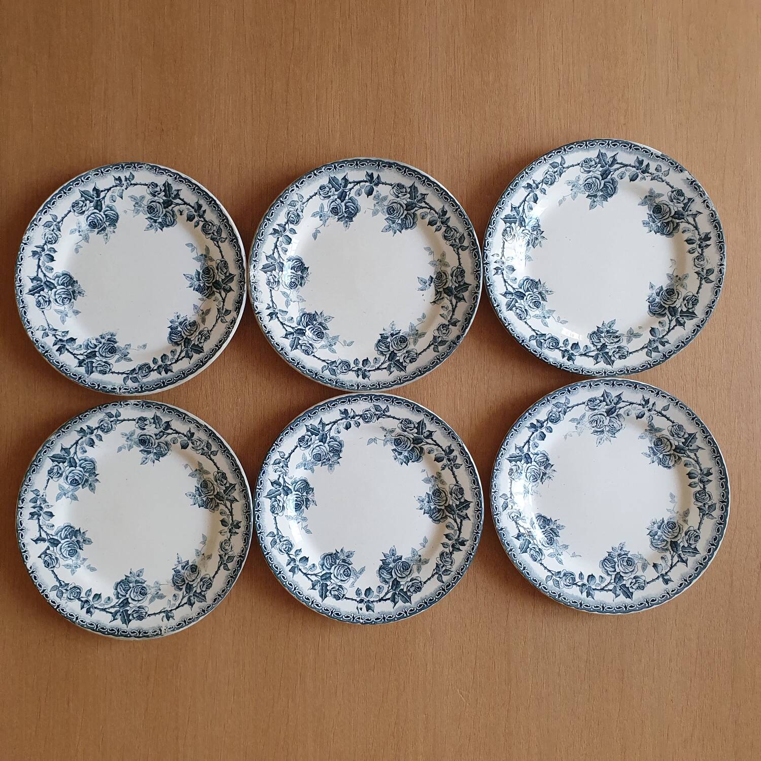 6 Terre de fer dessert plates