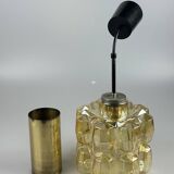 60er 70er Jahre Deckenlampe Glashütte Limburg Germany Glas & Messing Space