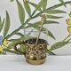 Solid brass teacup and spoon with Art Nouveau flower decor