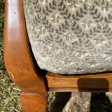 Armchair in wood, cane and velvet