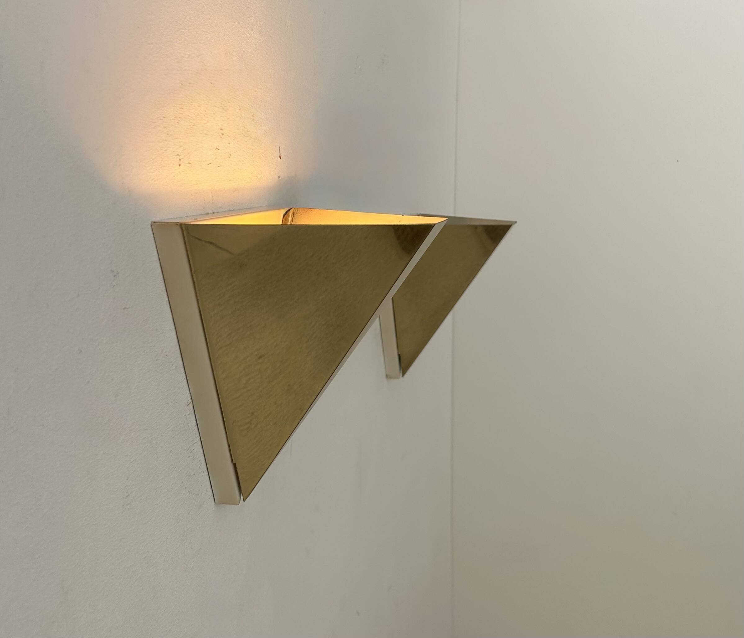 Paire d’appliques vintage géométriques, Laiton, France 1970