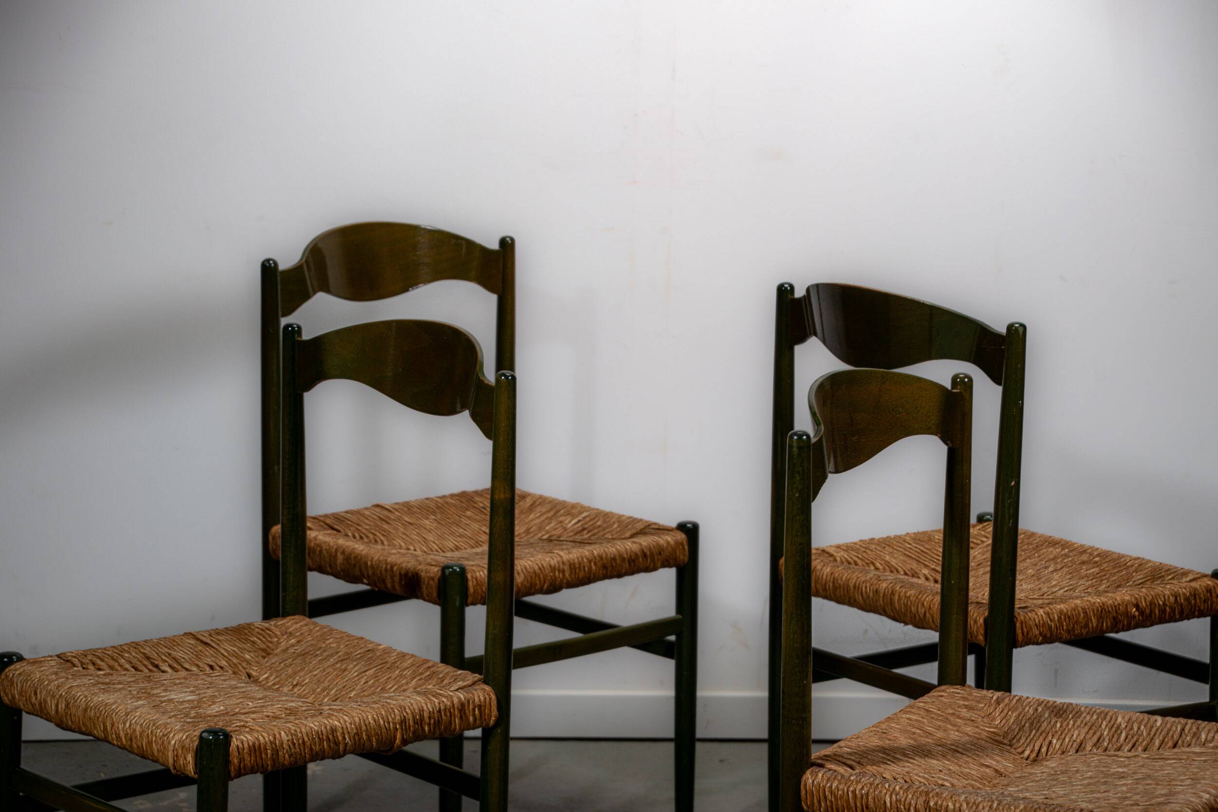 Green beech and rush dinning chairs