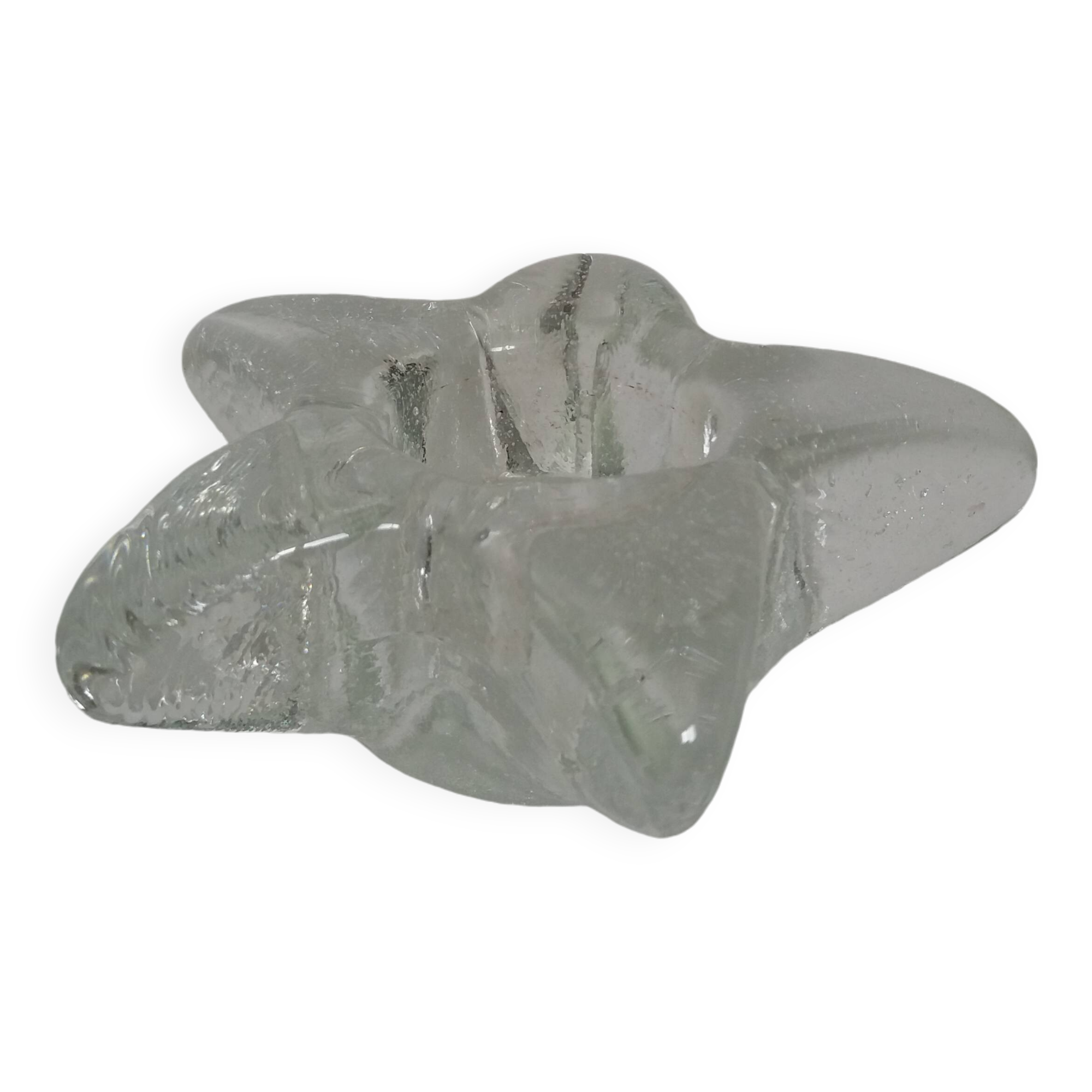 Star candle holder in glass or bubbled crystal, Biot type