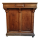 Antique French oak shop counter, kitchen island on wheels, circa 1880–1900.