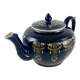 Teapot Earth to Fire Sainte-Uze Cobalt Blue Gold Relief Enamels 19th Century 80cl