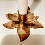 Bougeoir fleur laiton doré
