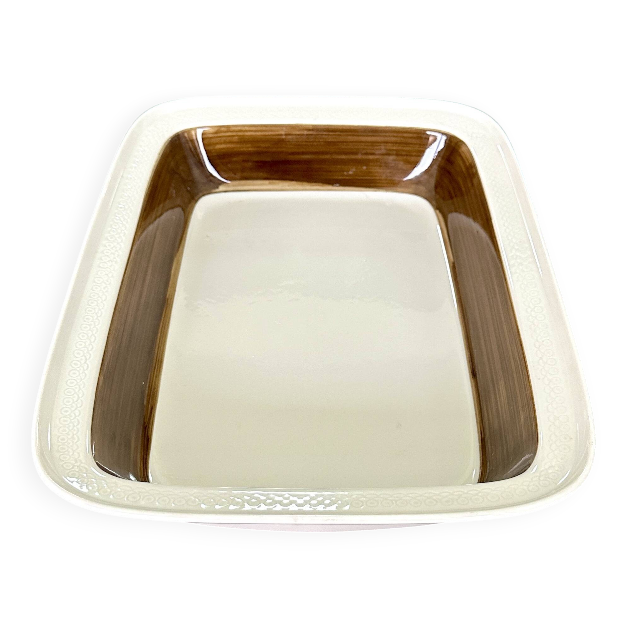 Vintage Scandinavian Rörstrand Forma Dish - 70s-80s - Beige and Chocolate