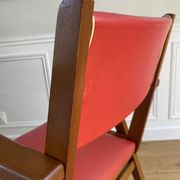 Vintage armchair from the 50s/60s – wood & red faux leather – Scandinavian style