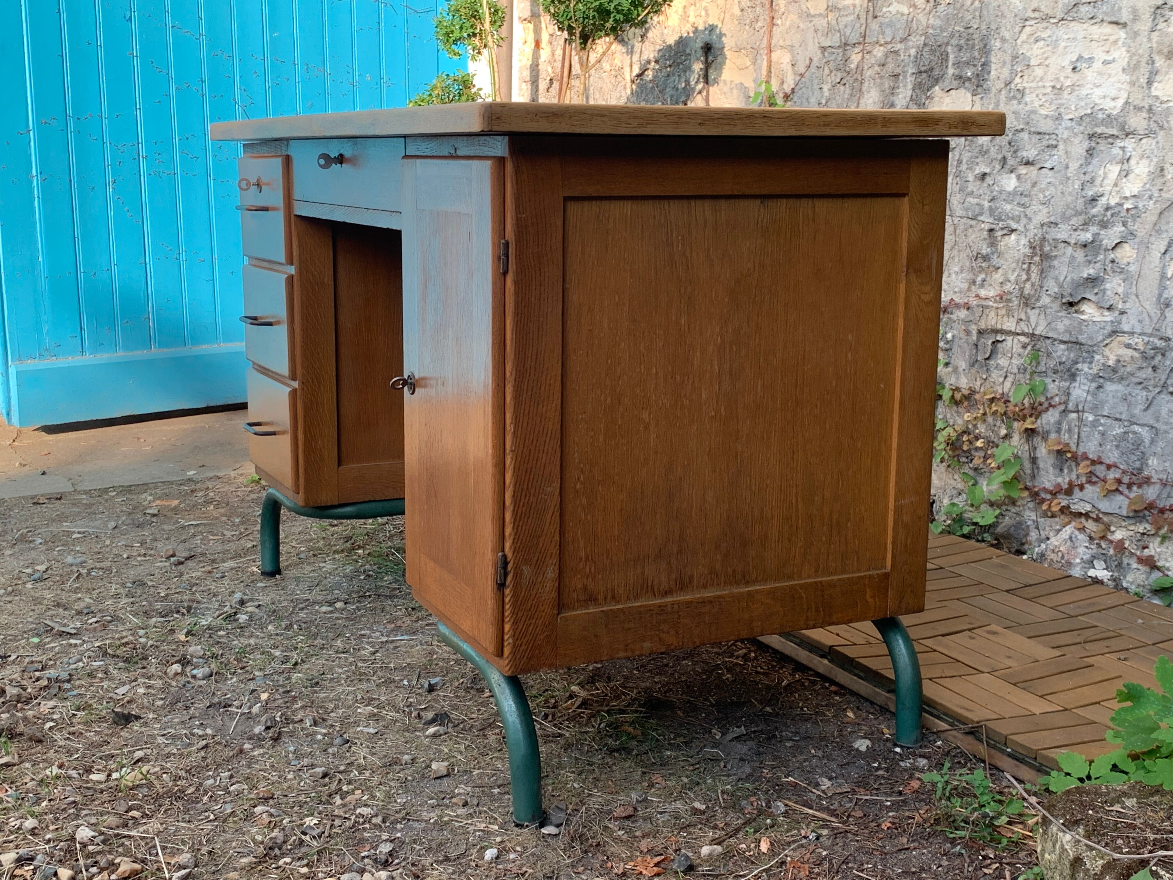 1950s schoolmaster's desk in solid oak