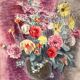 Summer flower bouquet, watercolour on double-sided paper.