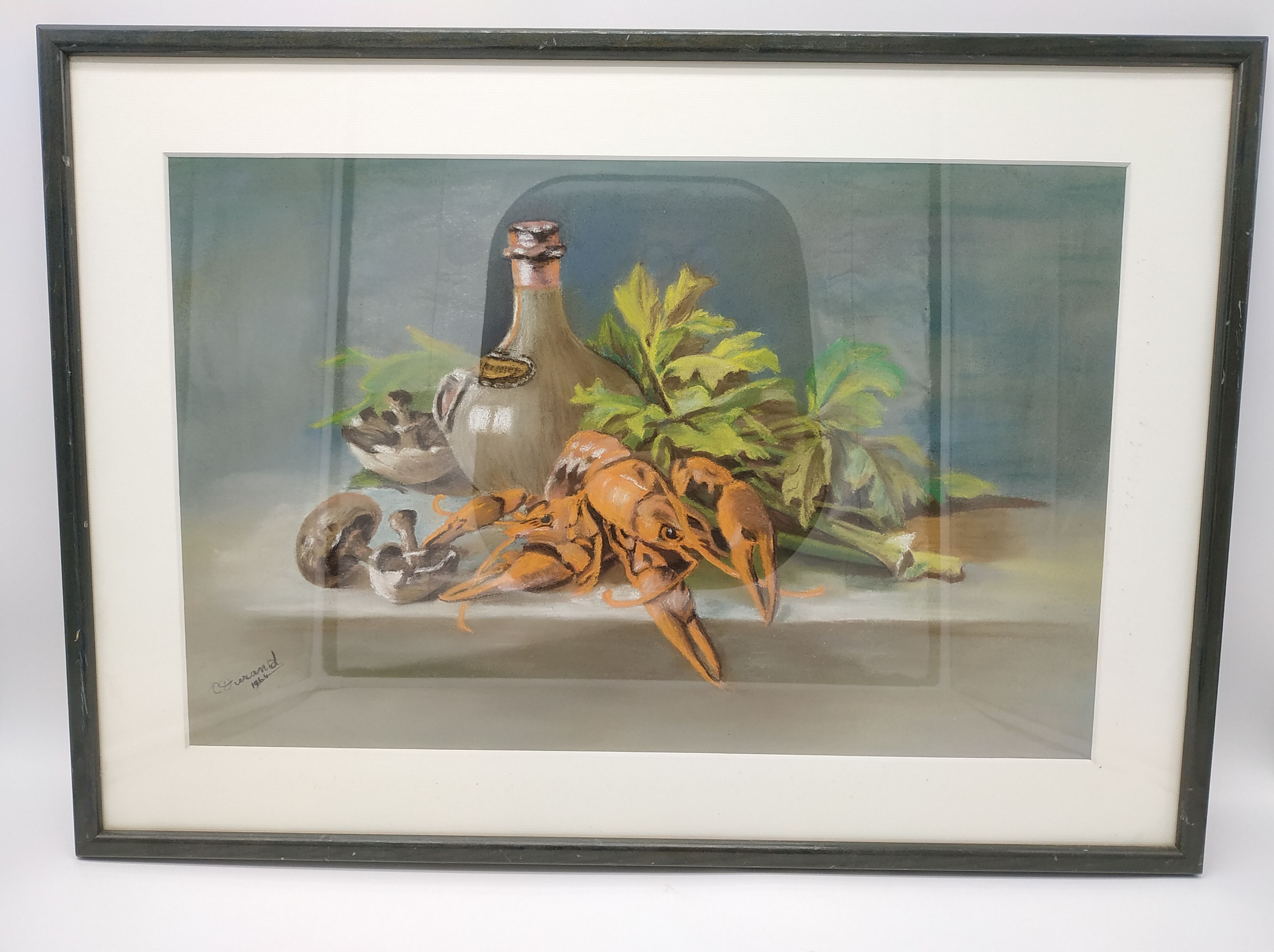 Still life with pastel Breton lobster