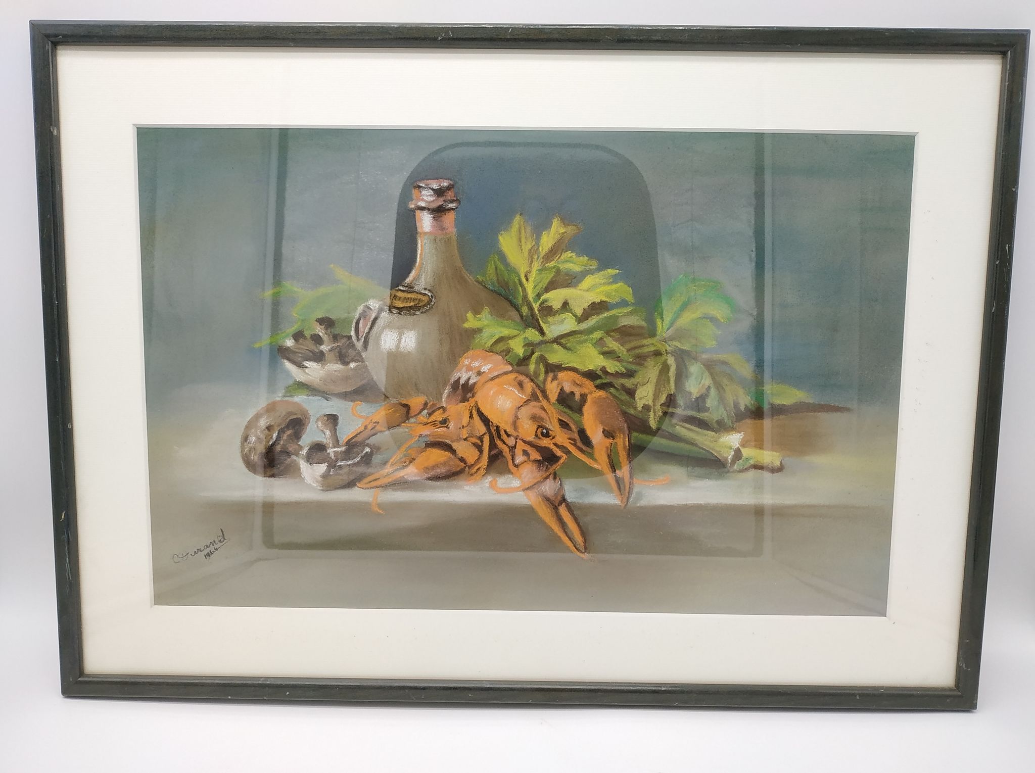 Still life with pastel Breton lobster