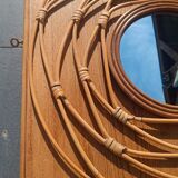 Round rattan mirror