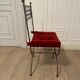6 chaises curule en fer forgé avec assise en velours rouge