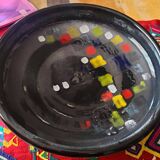 Lacquered Black with Colored Details Ceramic Vide-Poche by Ars Deruta, Ital