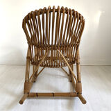 Rocking-chair in vintage rattan 60's