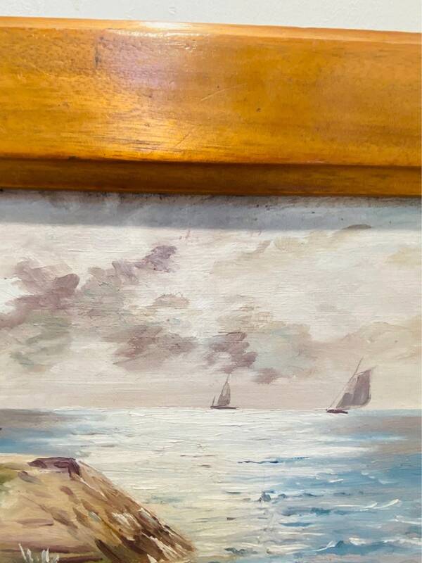 Painting: seascape - seaside in Brittany signed À Jabiol around 1900