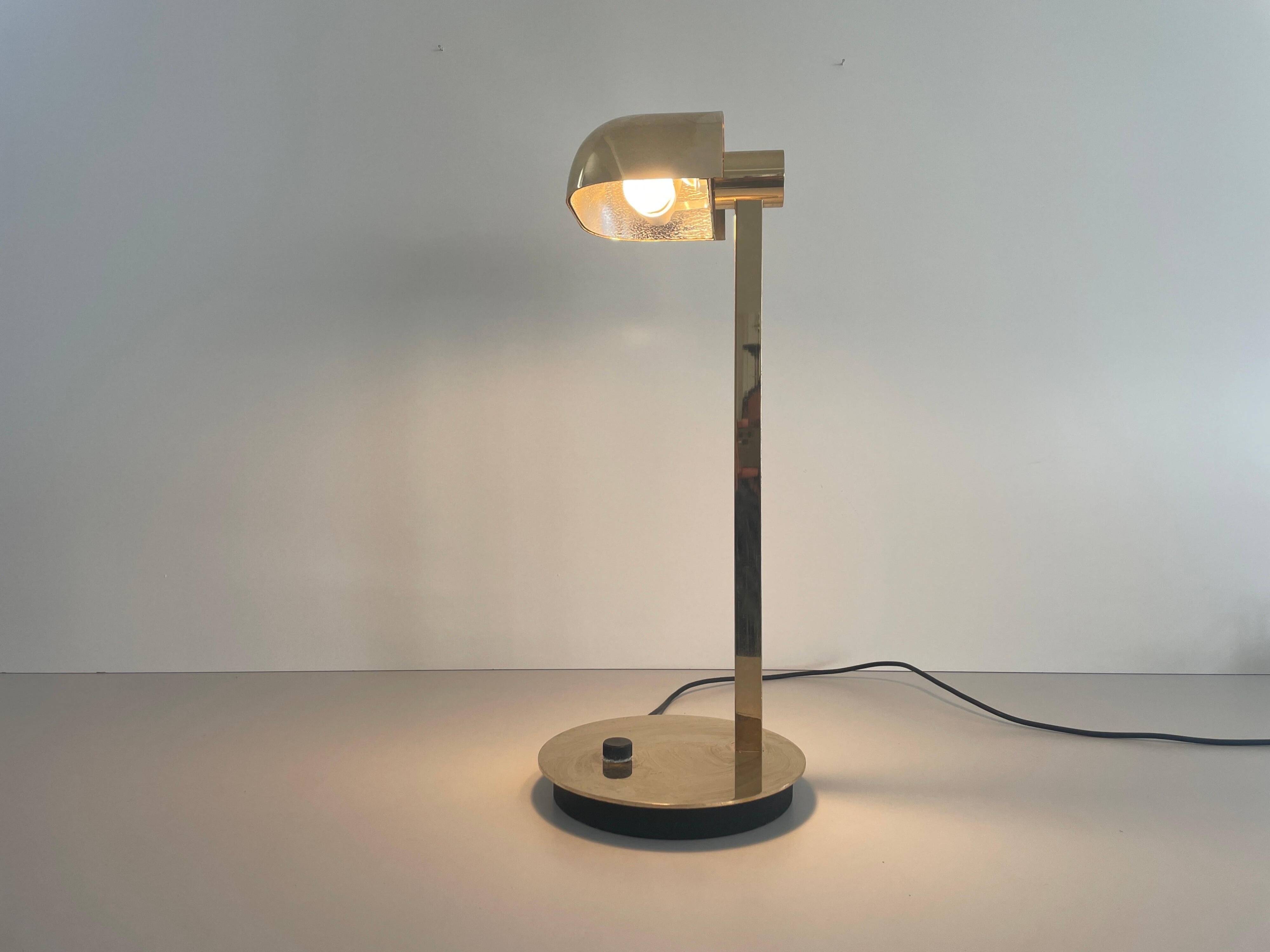 Large modernist desk lamp in brass by Hillebrand, 1960s, Germany.