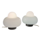 Pair of space age UFO table lamps in white Murano glass, modernist 1970s.