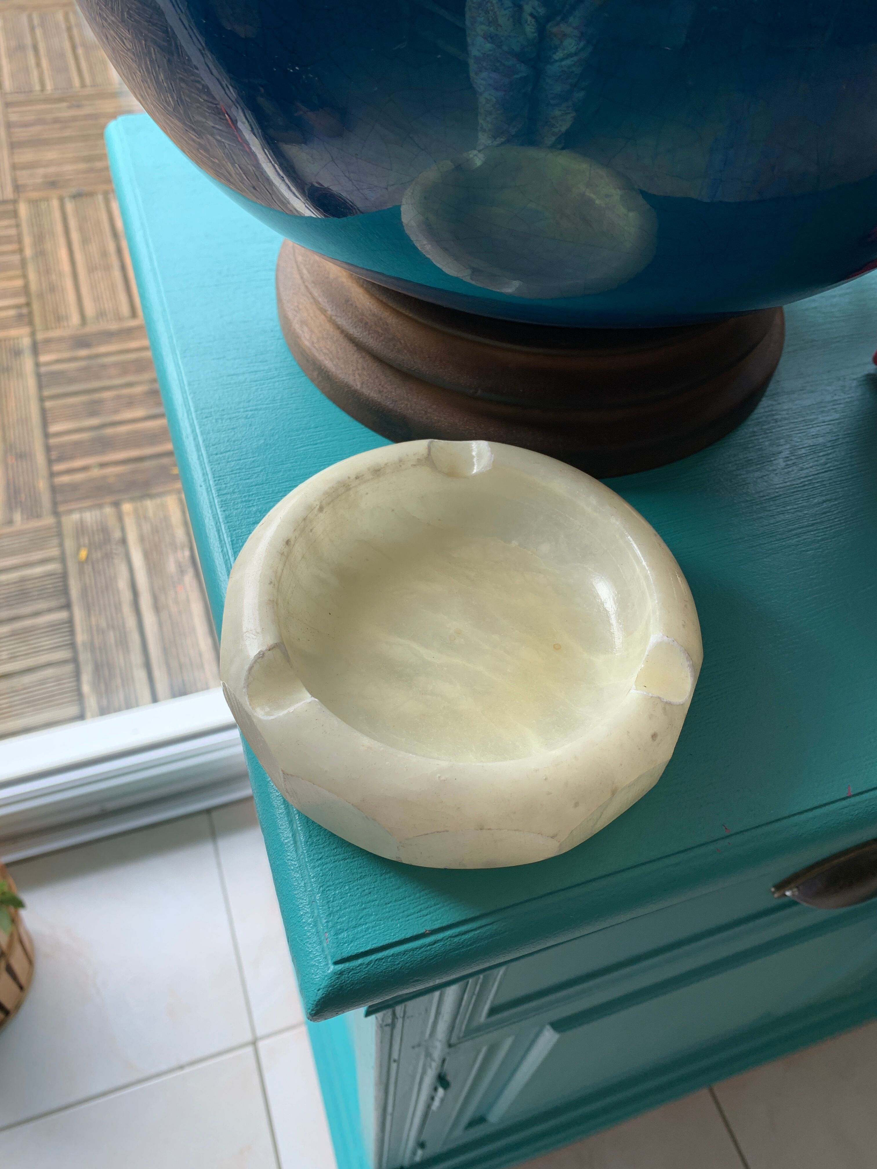 Vintage white marble ashtray