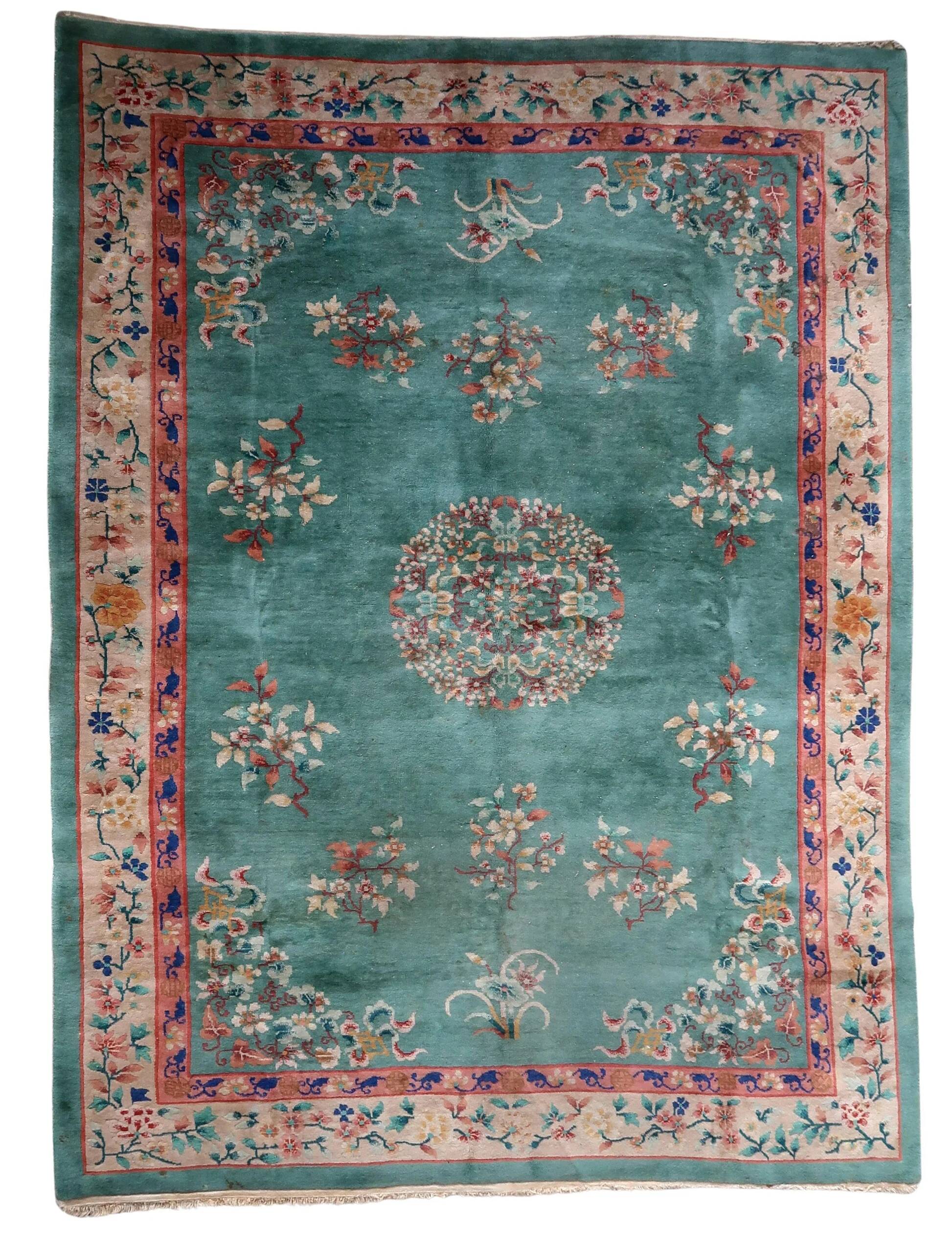 Handmade antique Art Deco Chinese rug 216cm x 295cm, 1920s
